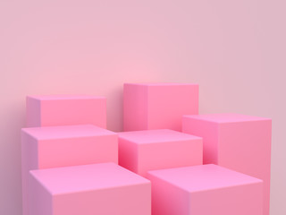 pink steps abstract geometric 3d rendering 
