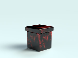 blue scene black red marble cube podium 3d render