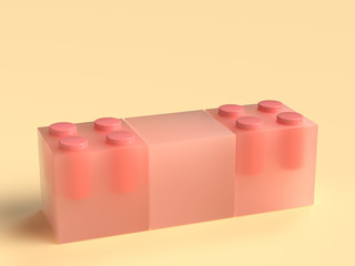 pink cube on yellow floor 3d rendering