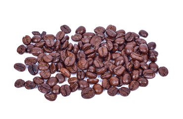 Coffee beans roasted on a white background