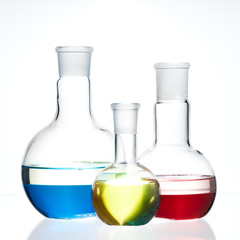 Glass flask with a chemical reagent.