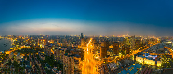 Night view of the viaduct of Lupu Bridge in Shanghai, China