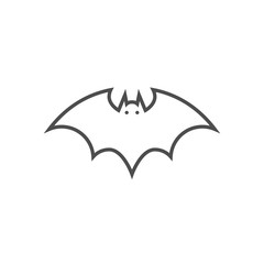 Bat related vector thin line icon. Isolated on white background. Editable stroke. Vector illustration.