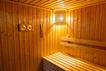 interior sauna steam baked room .