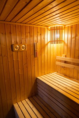 interior sauna steam baked room .