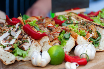 Fresh street food closeup .