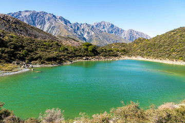 Fototapeta premium Blue lake near Tasman glacier in New Zealand