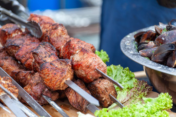 Fresh street food closeup .