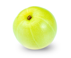 Fresh Indian gooseberries on white background, Phyllanthus Emblica isolated on white background with clipping path.