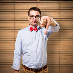 Man wearing a red bow tie.