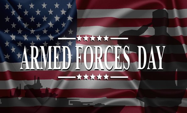 ARMED FORCES DAY , Poster with USA flag	
