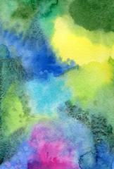 Abstract watercolor colorful background. Illustration for the decor and design of posters, postcards, prints, stickers, invitations, textiles and stationery.