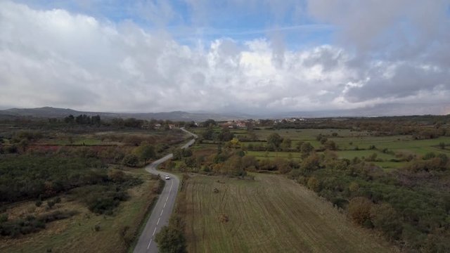 Car driving on country road. Soutelinho da Raia in Portugal