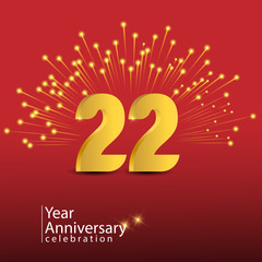 22 Years Anniversary Celebration Vector Template Design Illustration