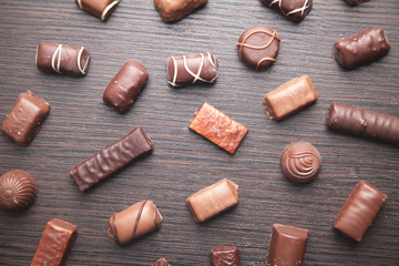 Chocolate candies. Sweet food. Background