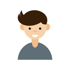 Cartoon portrait of a young man. Avatar character on white background. Vector illustration in a flat style.