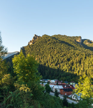 view from sculpture of Juraj Janosik above Terchova village in Slovakia