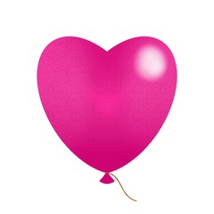 Pink heart shaped balloon isolated on a white background. Illustration for the decor and design of posters, postcards, prints, stickers, invitations, textiles and stationery.