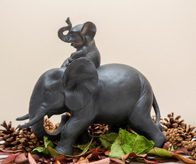 Elephant statue  front of white background
