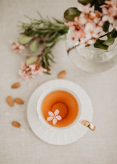 White tea cup with flower