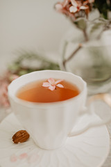 White tea cup with flower