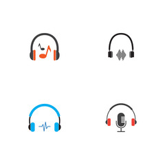 Set of Microphone and Headphones icon logo vector