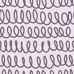 Simple seamless pink pattern. Curls, spring, circles. Scandinavian style, design for wallpaper, fabric, textile.