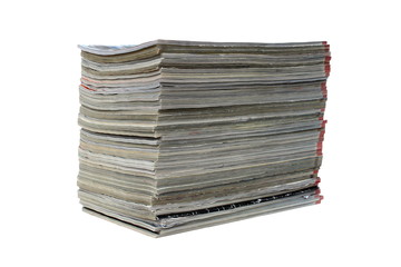  Stack of old magazines stacked in gray