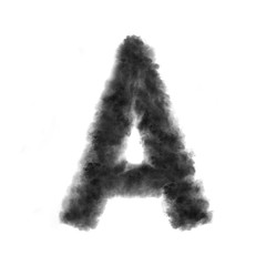 Letter A made from black clouds on a white background.