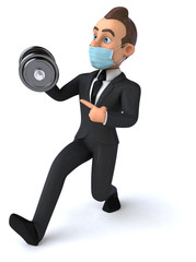 3D illustration of a cartoon character with a mask