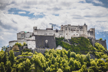 Vacation in Salzburg: Fortress Hohensalzburg in spring time.