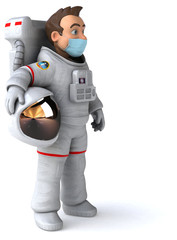 3D illustration of a cartoon character with a mask