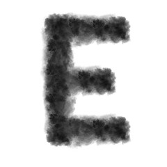 Letter E made from black clouds on a white background.