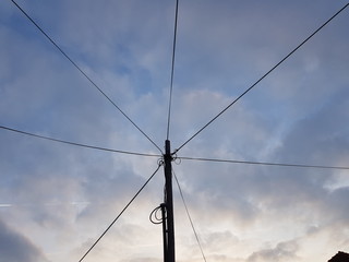 Fototapeta premium power lines post and sky