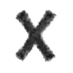 Letter X made from black clouds on a white background.