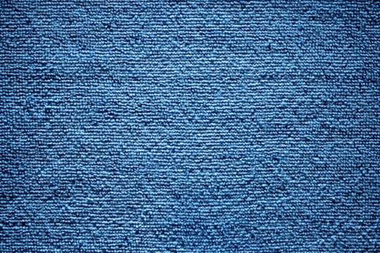 Microfiber towel blue terry texture swatch. Micro fiber material cloth with close up shot. Macro object.