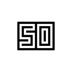 Number 50 icon design with black and white background