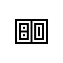 Number 80 icon design with black and white background