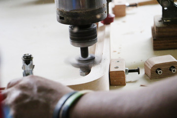 Transformation  the wooden by carpenter in furniture factory