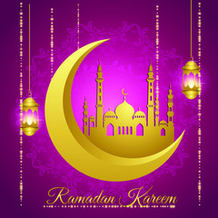 Ramadan kareem greeting Vector Illustration, with traditional lantern Light Lamp, Designed for posters, Motiongraphics, Infographics, Websites