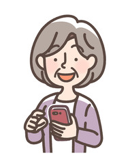 スマホを使うおばあさん