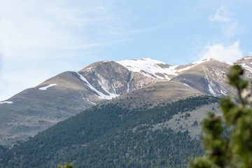 View of the Casamanya mountain 2,752 meters in the provinces of Canillo and Ordino in the Principality of Andorra.