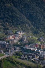 Fototapeta na wymiar Cityscape of Encamp in Andorra on spring