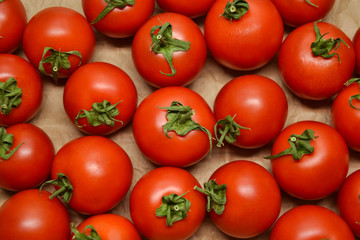 Tomatoes from farmers market. Fresh red tomato. Pickle cucumbers. Organic vegetables. Salad ingredients.