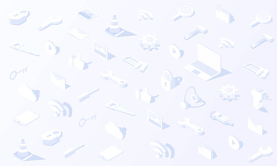 Technology tool Social media monitoring concept in isometric vector design.