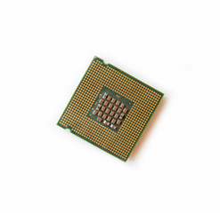 Image of cpu processor chip on a white background. Equipment and computer hardware. Central Processing Unit., Microprocessor.