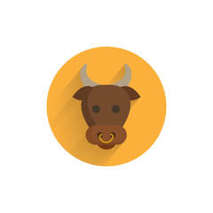 bull head colorful flat icon with long shadow. bull flat icon