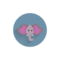 Elephant colorful flat icon with long shadow. Elephant flat icon