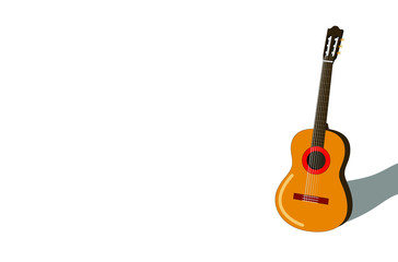 Naklejka premium Classical guitar on a white background.