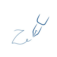 Pen icon, signature in the style of brush strokes. Signature in the form of the letter Z